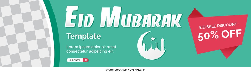 Social media banners set for Eid Mubarak. Social media ads,  Banner set of Eid Mubarak Sale, Eid Mubarak celebration.