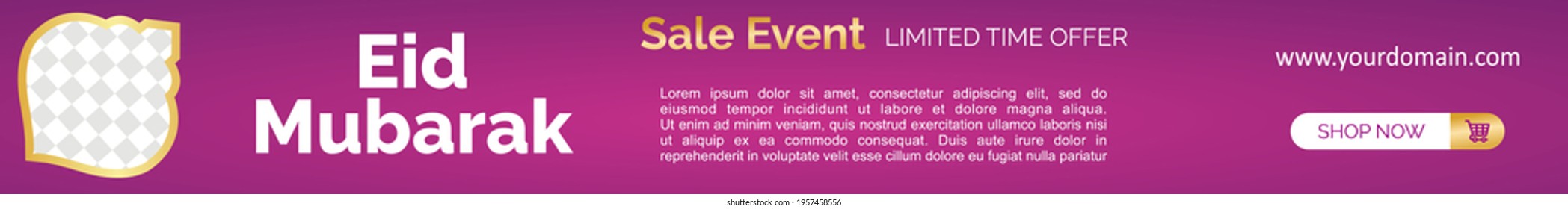 Social media banners set for Eid Mubarak. Header or banner of Eid Mubarak Sale - Vector Illustration.