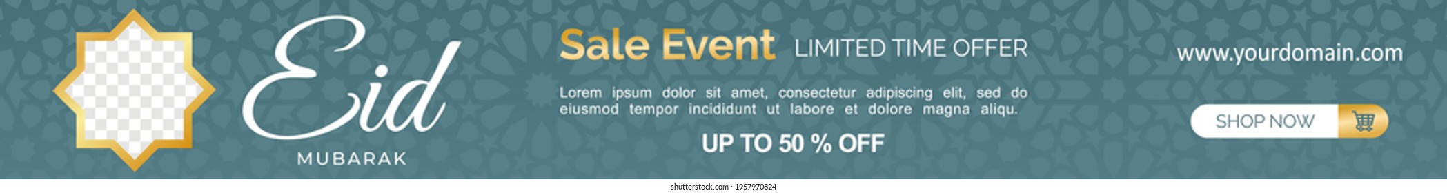 Social media banners set for Eid Mubarak. Header or banner of Eid Mubarak Sale - Vector Illustration.