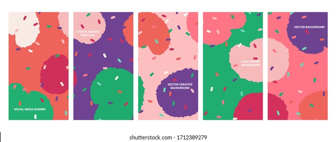 Social media banners. Set of banners for social media stories with grunge textures. Story templates for cover, flyer, brochure.