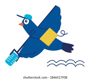 social media bird. vector illustration. pigeon courier