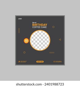 Social Media Birthday Post Design Template Corporate Post With Flat Style