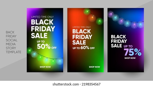 Social media Black Friday promo story or post template, editable social media template. Background for social media promotion sale design vector. Banner Template. Vector illustration.