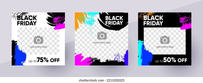 Social media Black Friday promo story or post template, editable social media template. Background for social media promotion sale design vector. Banner Template. Vector illustration.