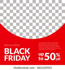 Social media black friday sale offer banner template with red and black color