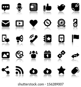 social media black icons with reflex