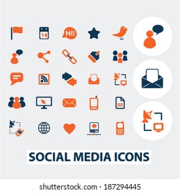social media, blog, internet icons, signs, elements set, vector 
