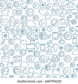 Social Media Blue Seamless Pattern