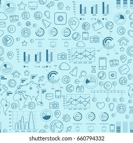 Social Media Blue Seamless Pattern
