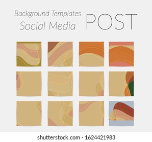 Social media booster background set. Art terrazzo pattern with wavy shapes and lines in earthy natural color for holiday seasonal sale story post. Instagram advertising marketing technologies.