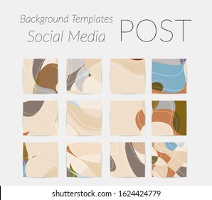 Social media booster background set. Art pattern with wavy shapes and lines in earthy natural color for holiday seasonal sale story post. Instagram advertising marketing technologies.