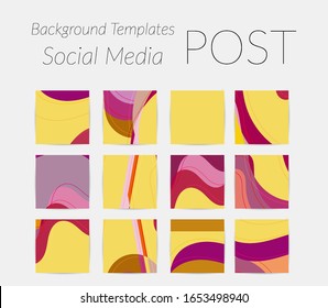 Social media booster background set. Art terrazzo pattern with wavy shapes and lines in earthy natural color for holiday seasonal sale story post. Instagram advertising marketing technologies.