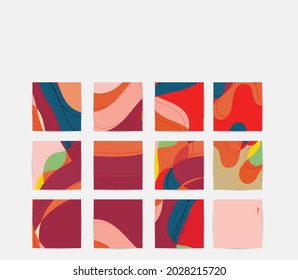 Social media booster background set. Art terrazzo pattern with wavy shapes and lines in earthy natural color for holiday seasonal sale story post. Instagram advertising marketing technologies.