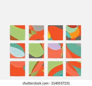 Social media booster background set. Art terrazzo pattern with wavy shapes and lines in earthy natural color for holiday seasonal sale story post. Instagram advertising marketing technologies.