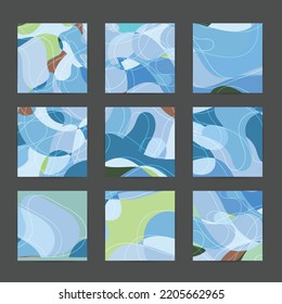 Social media booster background set. Art terrazzo pattern with wavy shapes and lines in earthy natural color for fashion seasonal sale story post.Advertising  marketing technologies.