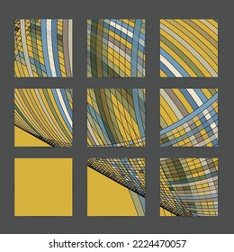Social media booster background set. Art terrazzo pattern with wavy shapes and lines in earthy natural color for fashion seasonal sale story post.Advertising  marketing technologies.