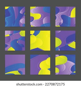 Social media booster background set. Art terrazzo pattern with wavy shapes and lines in earthy natural color for fashion seasonal sale story post.Advertising  marketing technologies.