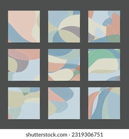 Social media booster background set. Art terrazzo pattern with wavy shapes and lines in earthy natural color for fashion seasonal sale story post.Advertising  marketing technologies.