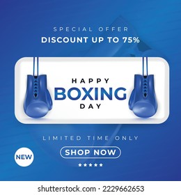 Social media boxing day sale post template design with 3d hand gloves