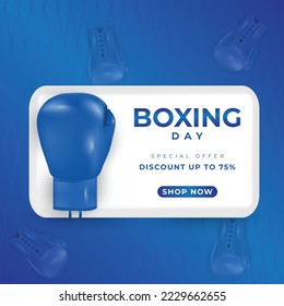 Social media boxing day sale post template design with 3d hand gloves