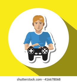 Social media with boy design over white background