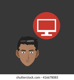 Social media with boy design over white background
