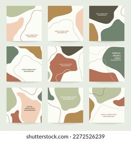 social media branding template, background mockup with abstract geometric freeform. for beauty, cosmetics, fashion, jewelry, makeup content creators. Vector illustrations.