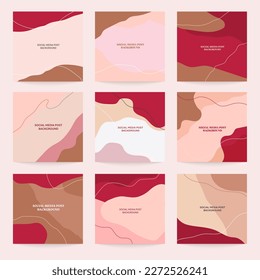 social media branding template, background mockup with abstract geometric freeform. for beauty, cosmetics, fashion, jewelry, makeup content creators. Vector illustrations.