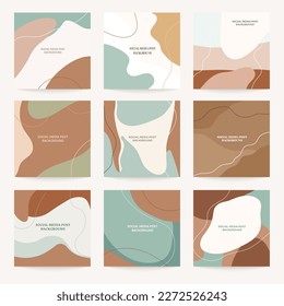 social media branding template, background mockup with abstract geometric freeform. for beauty, cosmetics, fashion, jewelry, makeup content creators. Vector illustrations.