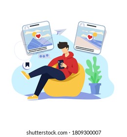 Social media browsing illustration concept