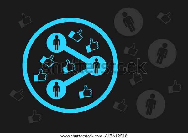 Social\
media bubble / filter bubble - group of people are together and\
isolated in the ring and circle. Isolation according to identical\
likes and shares on networking site and\
internet