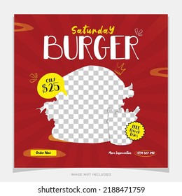 Social media burger or food banner template for promotion.