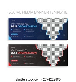 Social media business Cover Banner design timeline cover page templates for social media marketing promotion or advertisement. web ad Banner page blue and red color template 