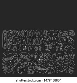 Social media, business, management vector icons. Internet marketing, communications.