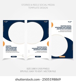 social media business stories banner design set template vector. image space replacement easy to edit.
