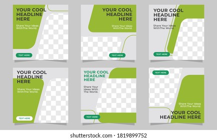 Social Media Business Template With Green Color Suitable For Advertising, Promotion, Ads, Poster, Banner, And Many More.