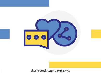 Social media button icon filled line color in flat design marketing, promotion and business elements