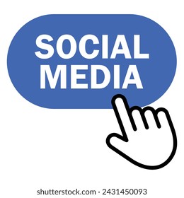 Social media Button. Internet user is going to click and enter to social networking site, website, service. Hand pointer clicking. Vector illustration