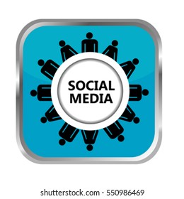 Social media button on white background