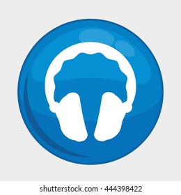 Social Media button represented by headphones multimedia app . Colorfull and isolated illustration