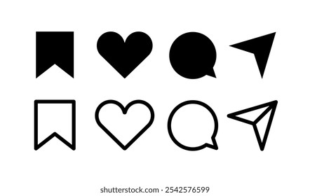 Social media button save, like, comment, share