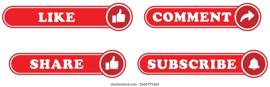 Coleção de ícones curtir, comentar, compartilhar e assinar no plano de fundo branco