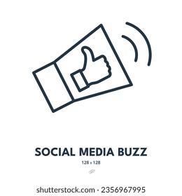 Social Media Buzz Icon. Promotion, News, Advertisement. Editable Stroke. Simple Vector Icon