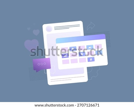 Social media calendar content plan schedule posts timeline layout helps keep daily workflow organized with clear task structure and simple planning across social media channels for teams illustration