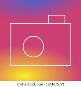 Social media camera icon with sunset colorful background for online photo sharing community message