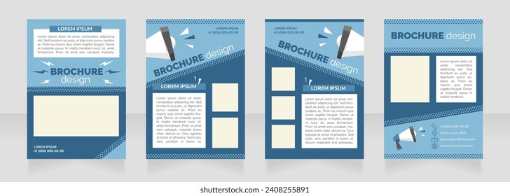 Social media campaign blue blank brochure layout design. Promo service. Vertical poster template set with empty copy space for text. Premade corporate reports collection. Editable flyer paper pages