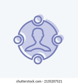 Social Media Campaign Icon in trendy two tone style isolated on soft blue background