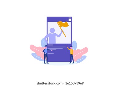 Social media campaign illustration concept for web landing page template, banner, flyer and presentation