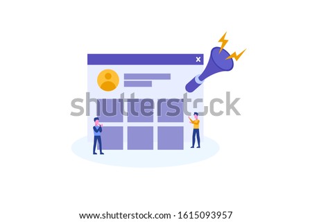 Social media campaign illustration concept for web landing page template, banner, flyer and presentation