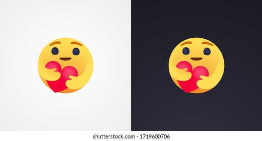 Social Media Care emoji hugging a heart. Symbol of care and support, show the love for loved ones who are a very long distance for me